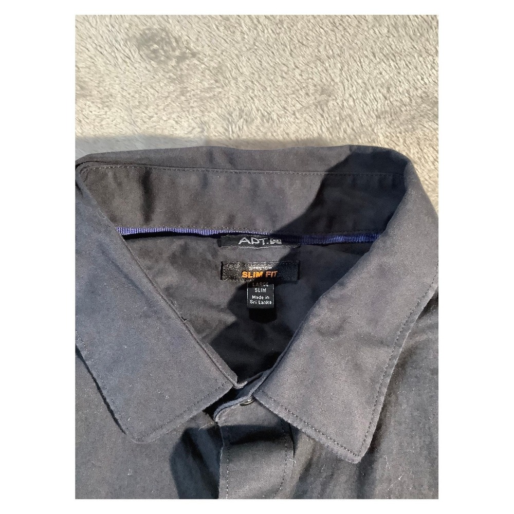Apt. 9 Men's Slim Fit Stretch Dress Shirt Black Size L - Picture 2 of 6